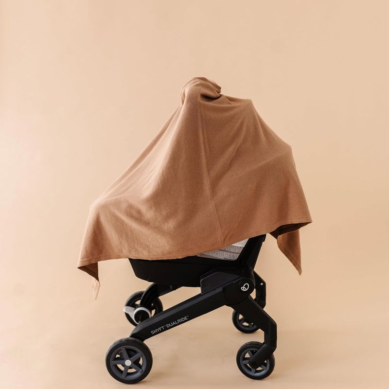 MakeMake Organics Knit Breathable Nursing Cover Up for Breastfeeding - Soft GOTS Certified Organic Cotton Breastfeeding Cover Up for Women - Privacy Feature, Brown - Image 4